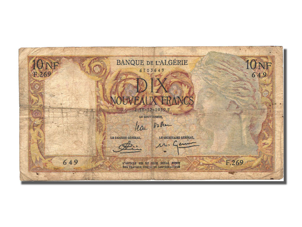 Banknot,
Algieria,
10 franków nowojorskich