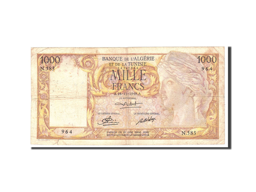 Banknot,
Algieria,
1000 franków