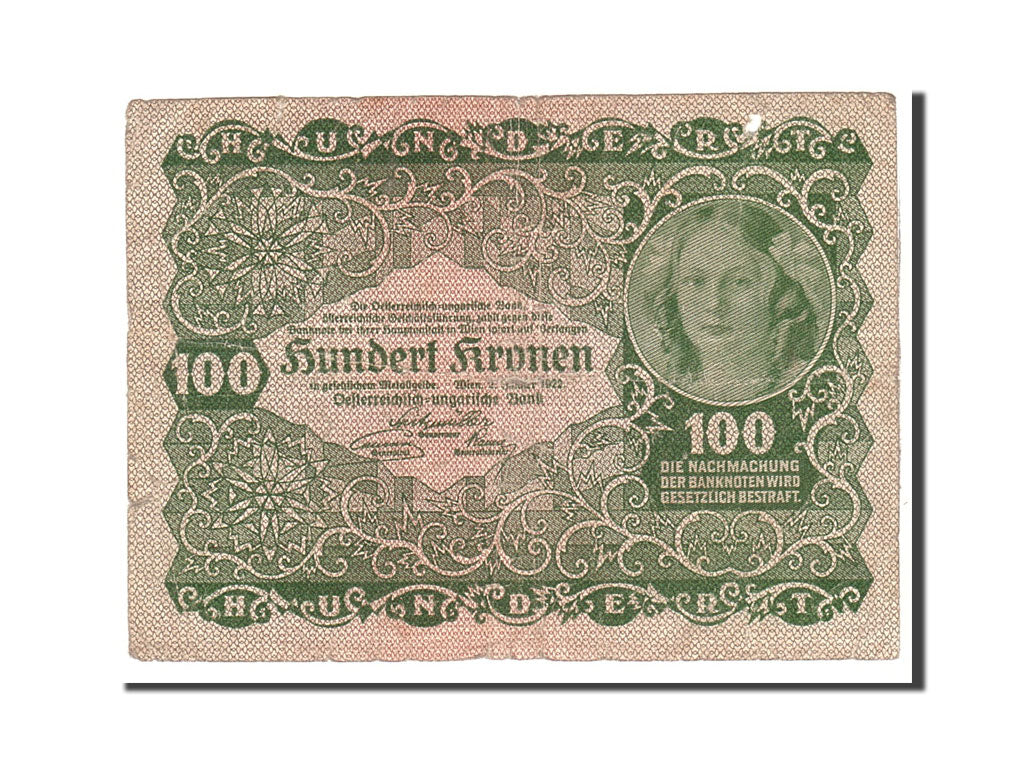 Banknot,
Austria,
100 koron