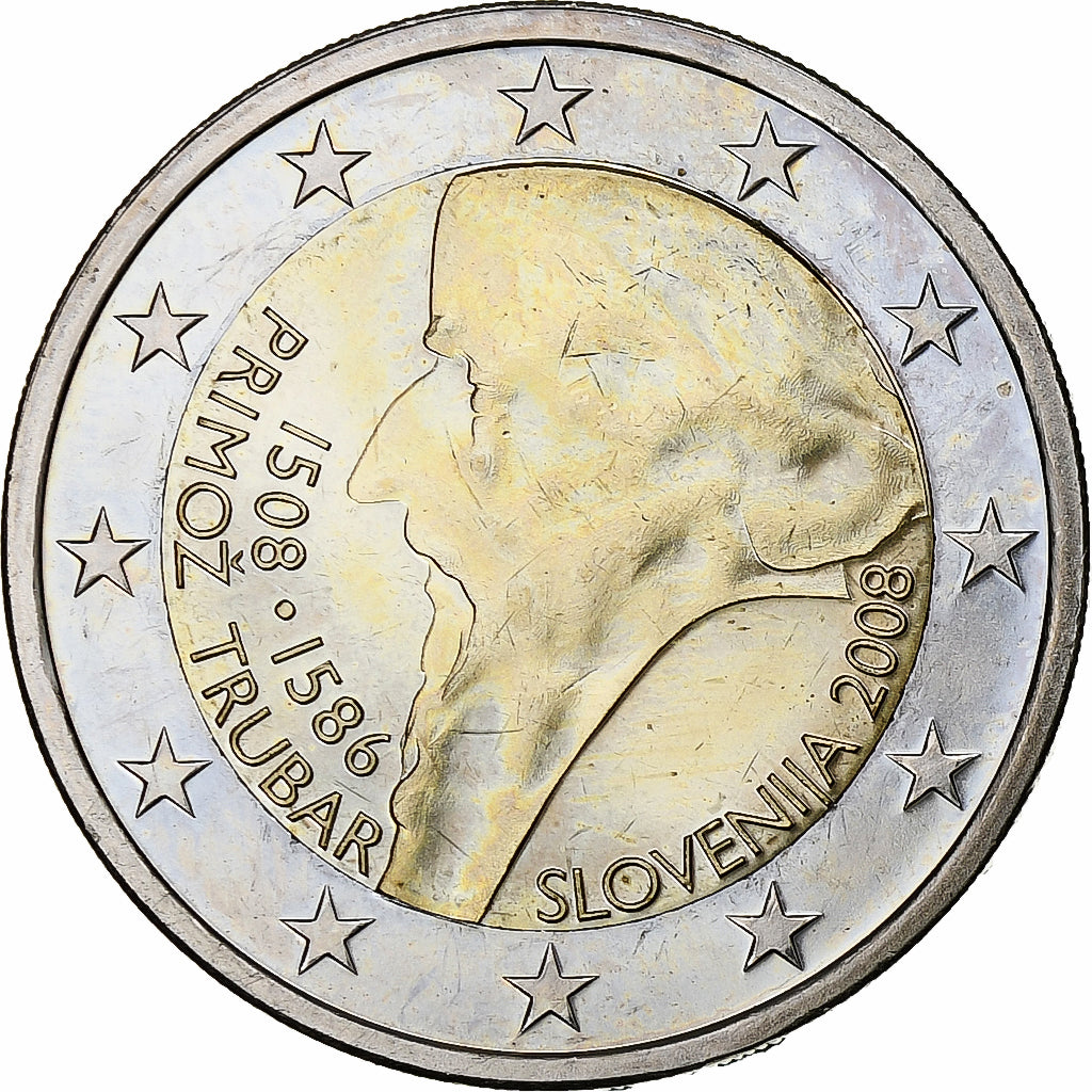 Słowenia,
2 euro,
Primoz Trubar