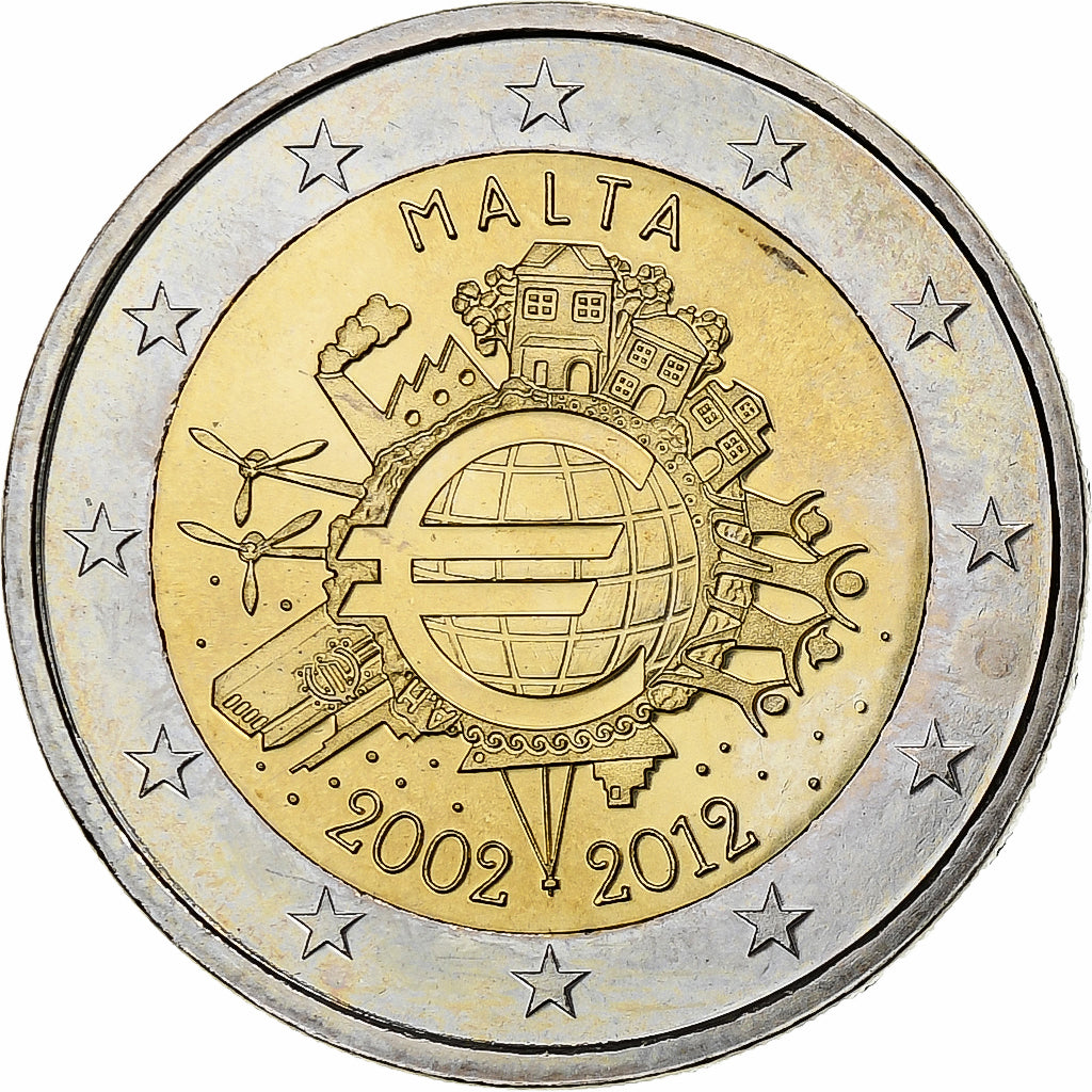 Malta,
2 euro,
10 Jahre alternatyw