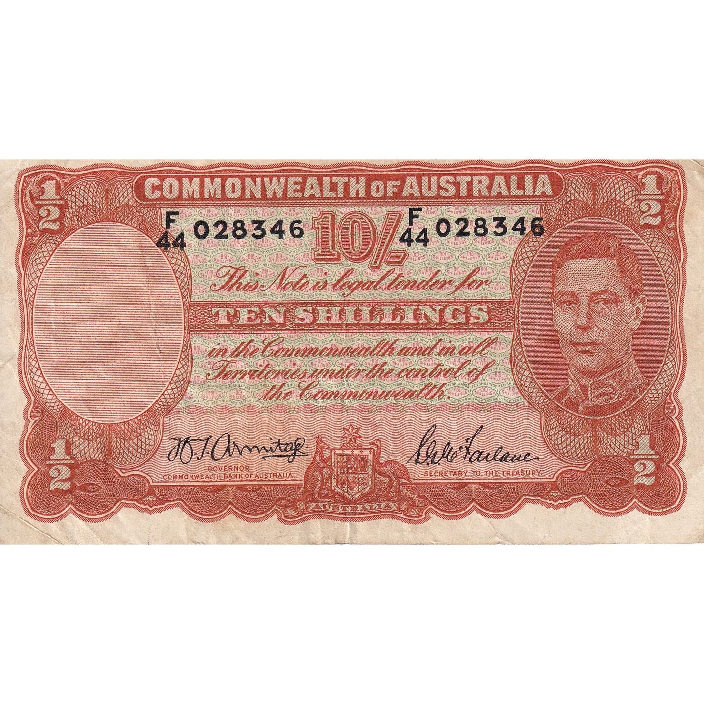 Banknot,
Australia,
10 szylingów