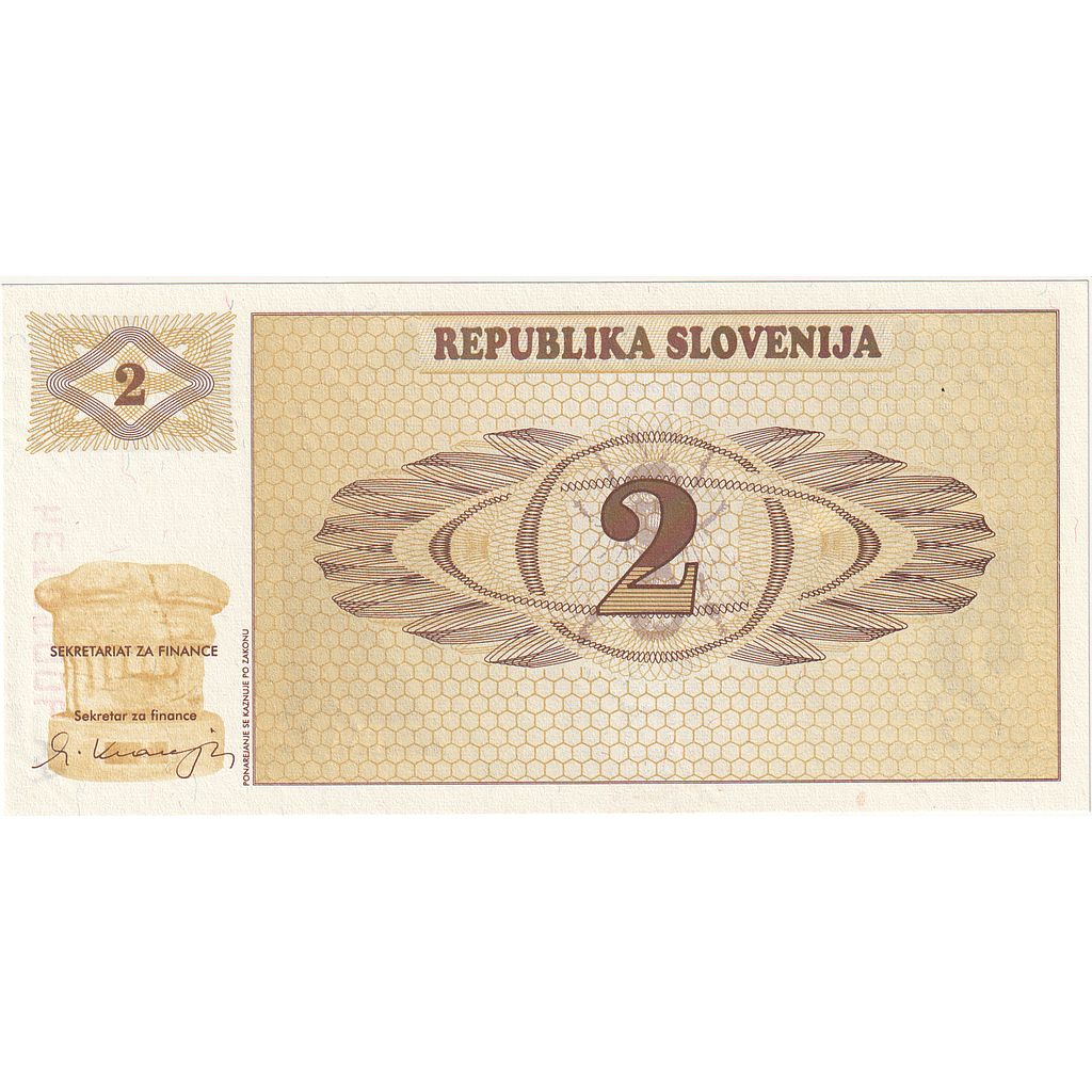 Banknot,
Słowenia,
2 (Tolarjew)