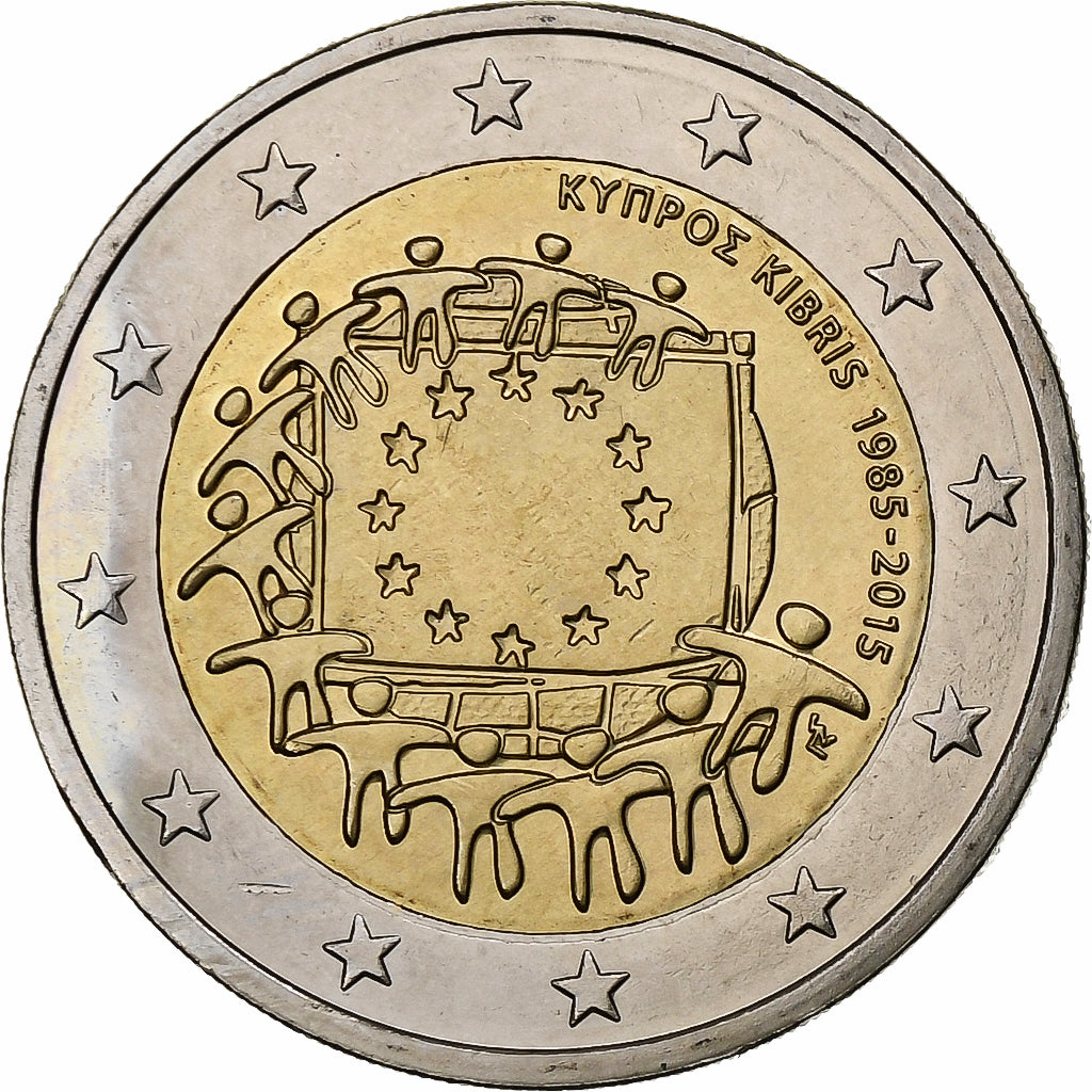 Zypern,
2 euro,
30 Jahre Flagge der Europäischen Union