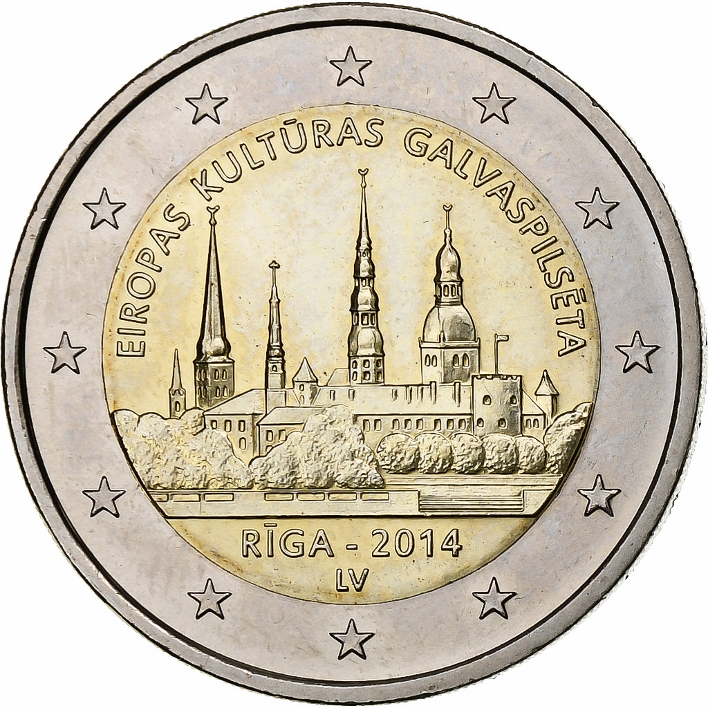 Lettland,
2 euro,
Ryga – Kulturhauptstadt Europas 2014