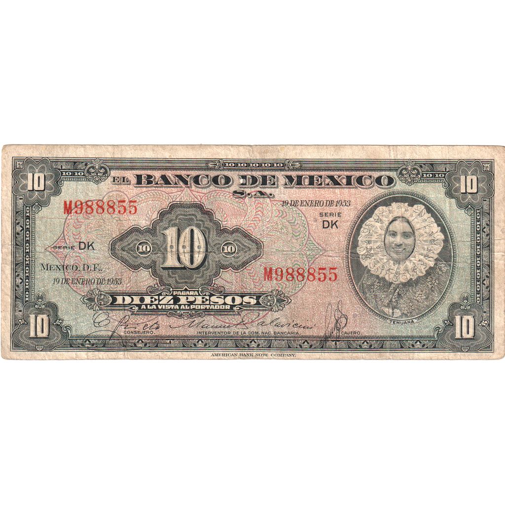 Meksyk,
10 peso,
1953