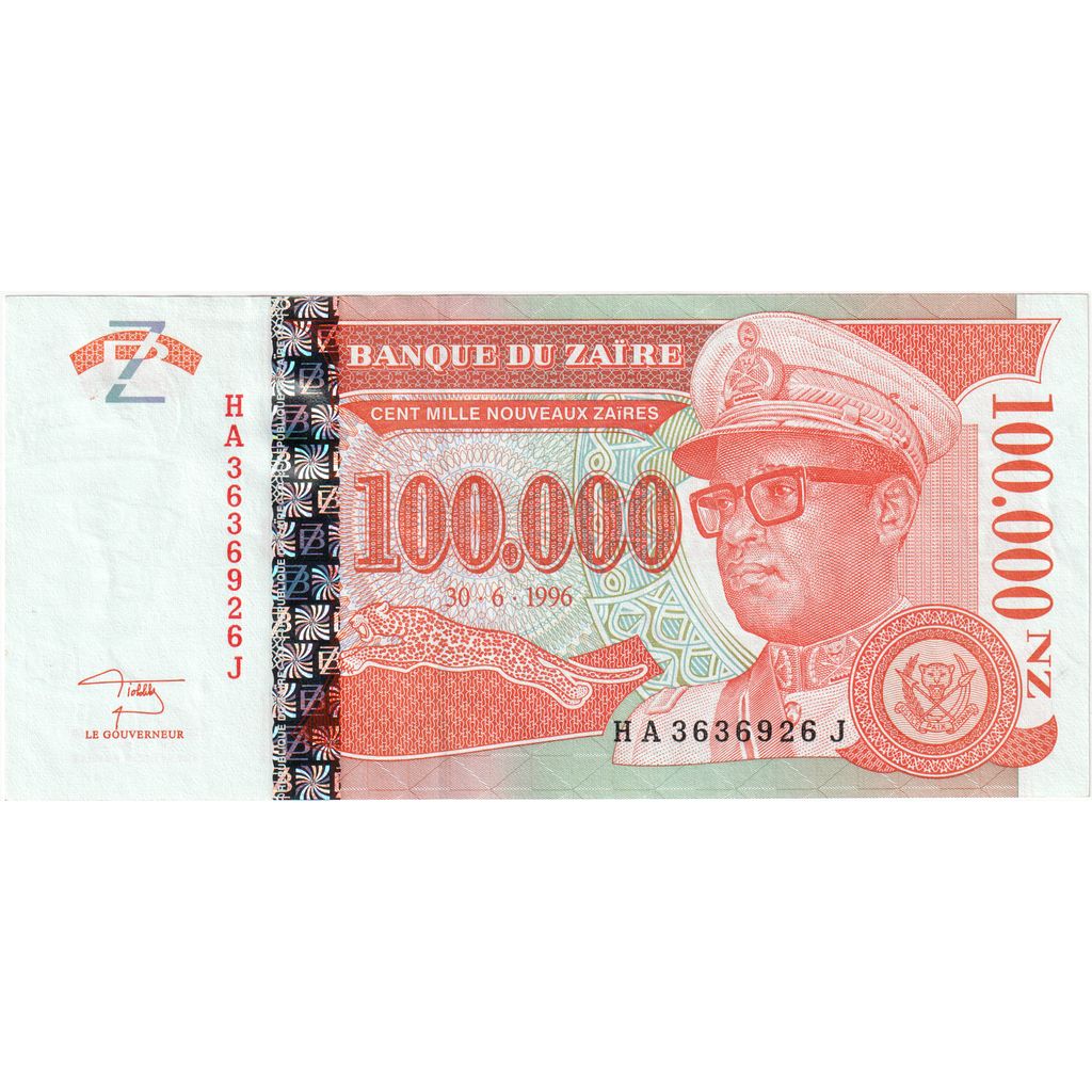 Zair,
100,
000 Nouveaux Zaïres