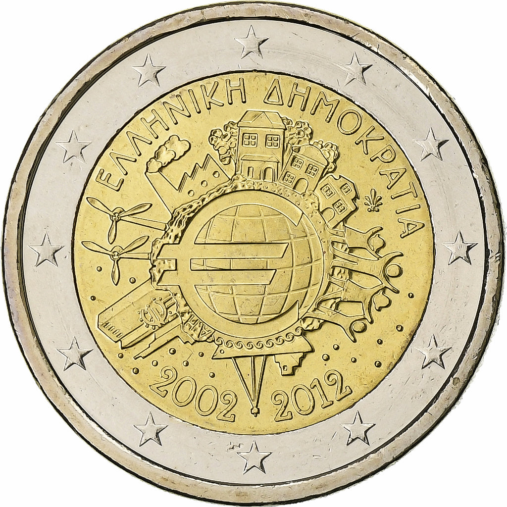 Griechenland,
2 euro,
Euro 2002-2012