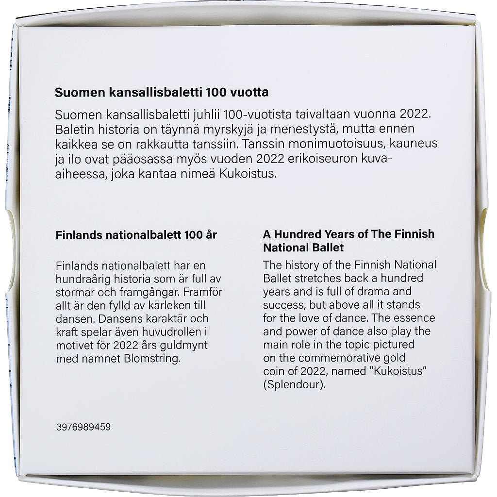 Finlandia,
2 euro,
100 Jahre Nationalballett