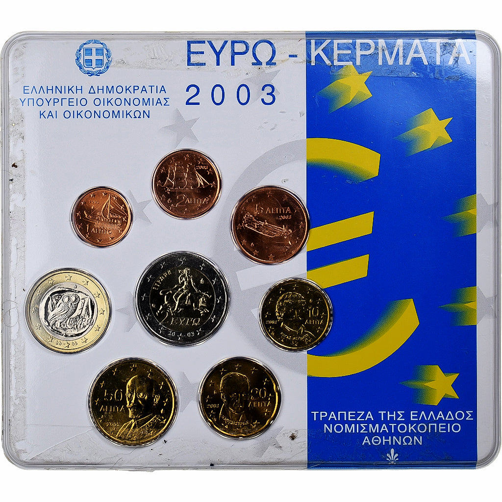 Griechenland,
Setze 1 ct. - 2 euro,
Münzkaarte.FDC