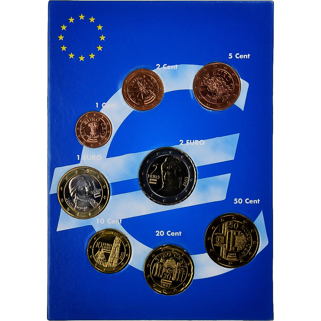 Österreich,
Setze 1 ct. - 2 euro,
Zestaw europejski