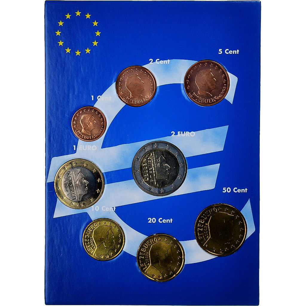 Luksemburg,
Setze 1 ct. - 2 euro,
Zestaw europejski
