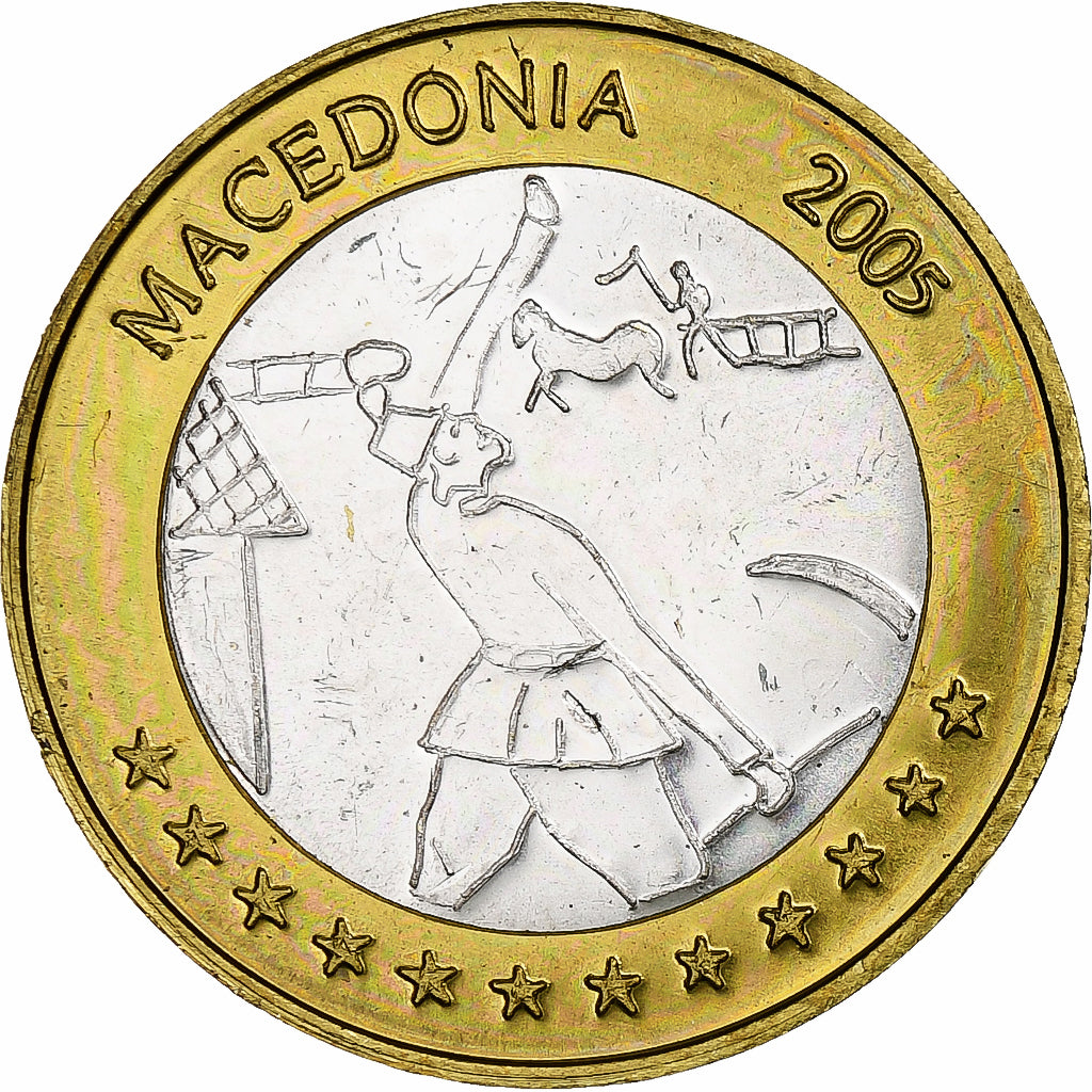 Mazedonien,
2 euro,
Fantasie-Euro-Muster