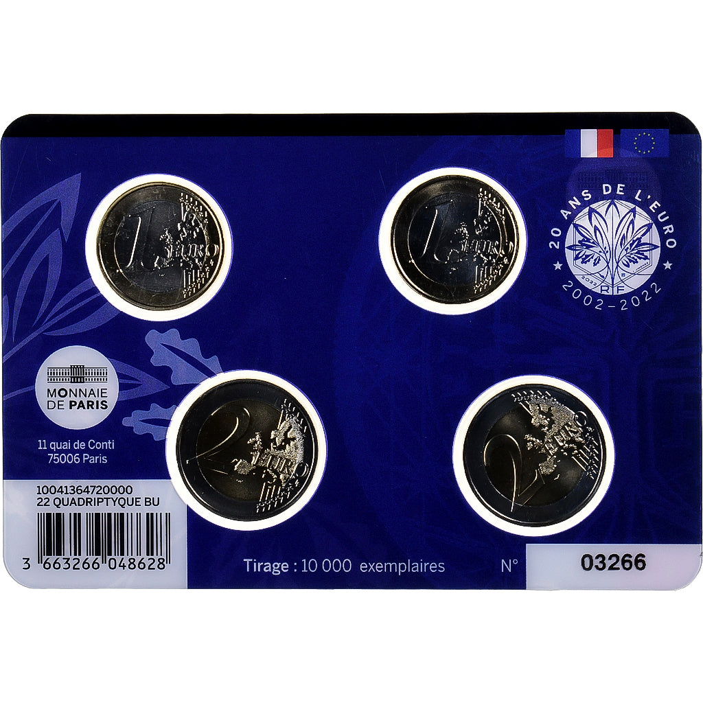 Francja,
1 € i 2 € x 2,
20 Ans de l'Euro