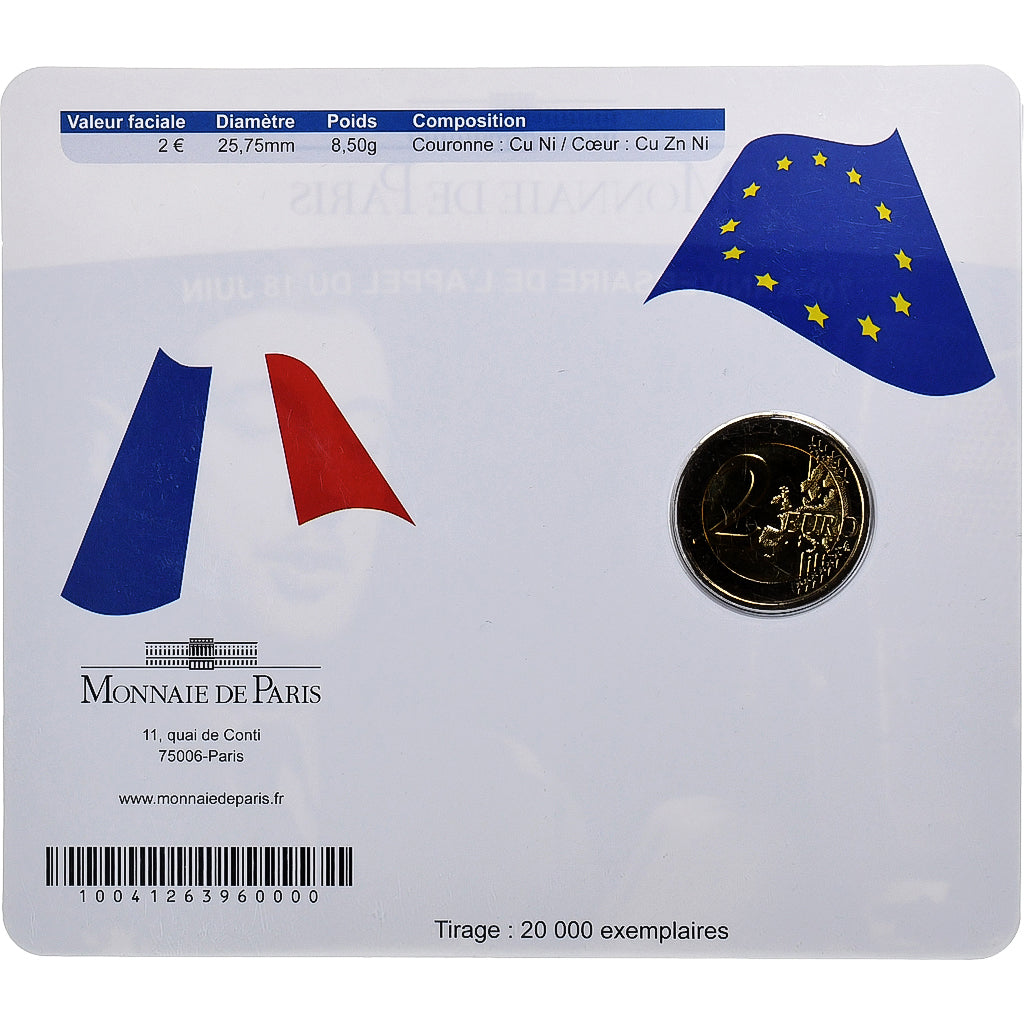 Francja,
2 euro,
Apfel vom 18. Juni