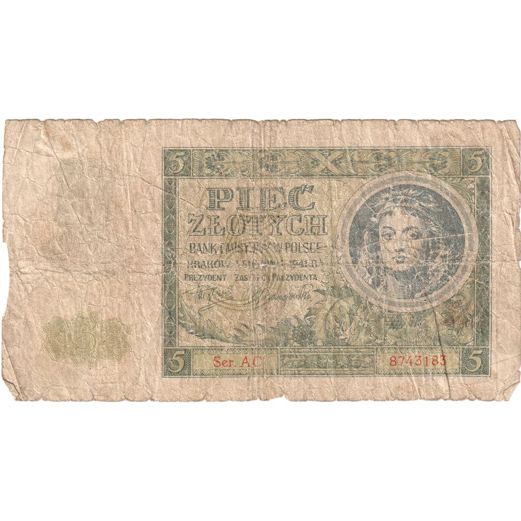 Polska,
5 złotych,
1941-08-01