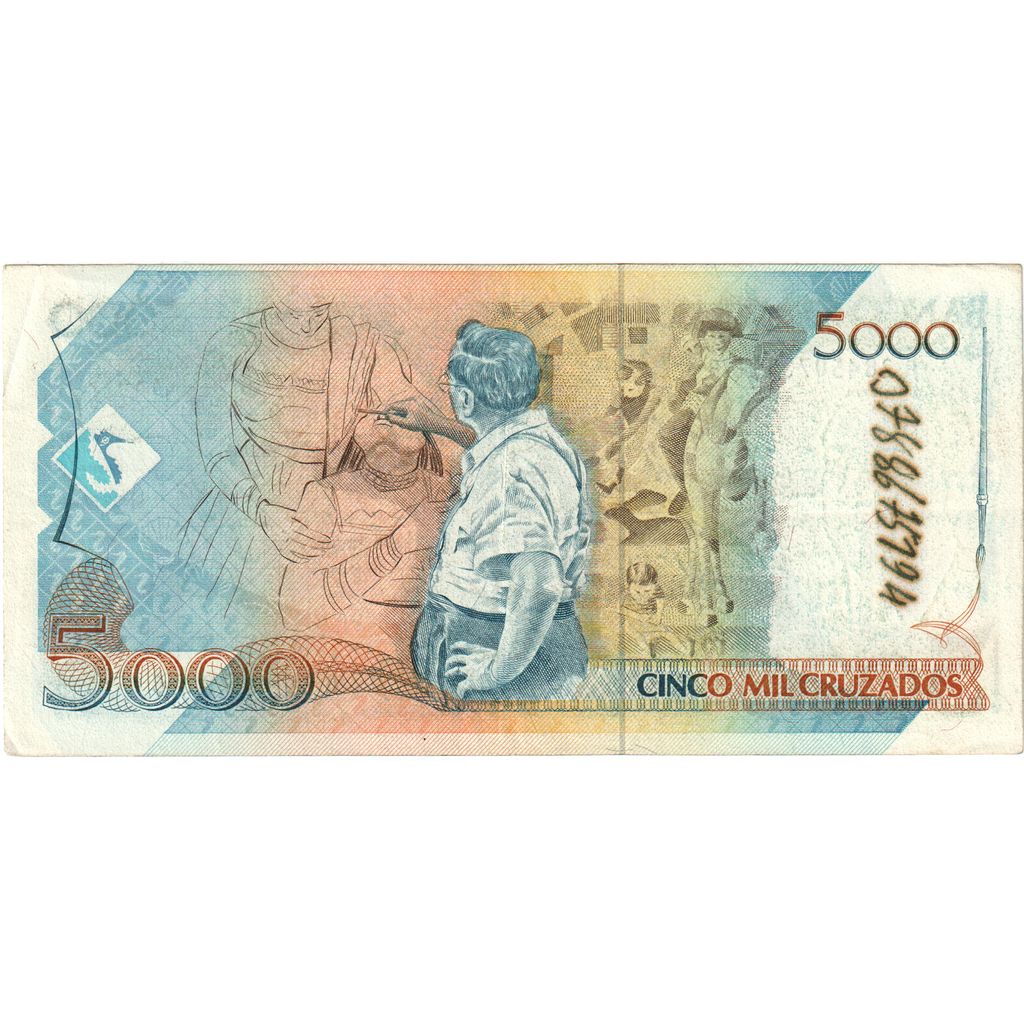 Brazylia,
5 Cruzados Novos na 5000 Cruzados,
VF(20-25)