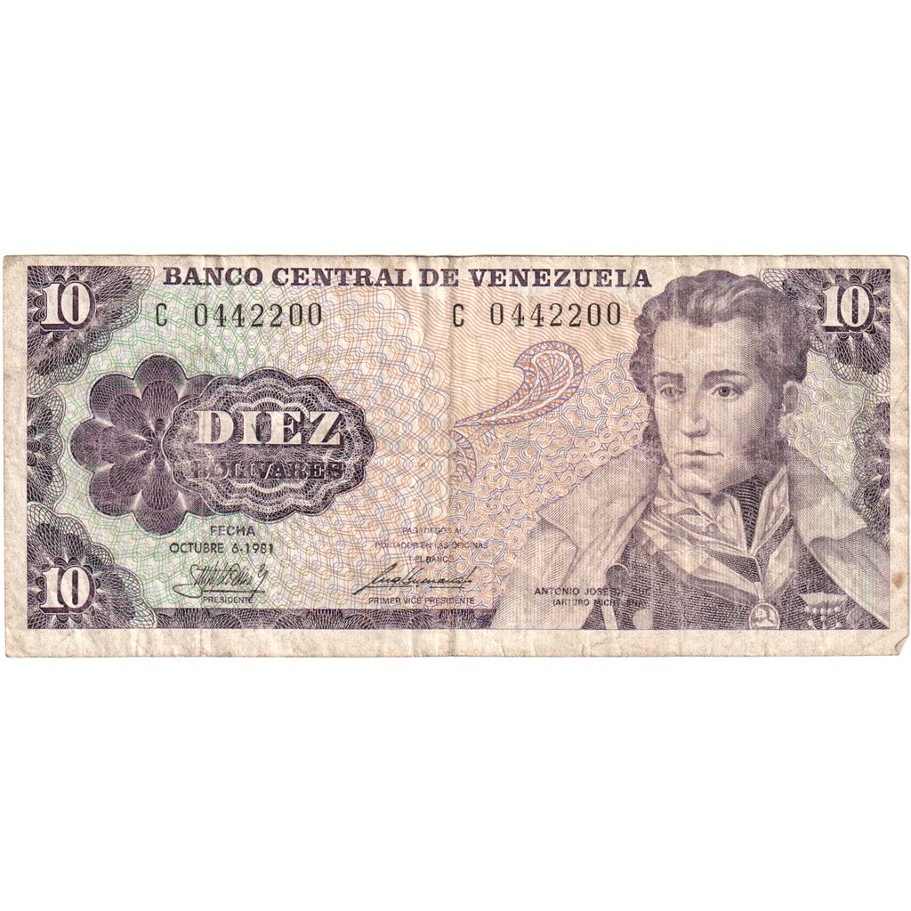 Wenezuela,
10 boliwarów,
1981-10-06
