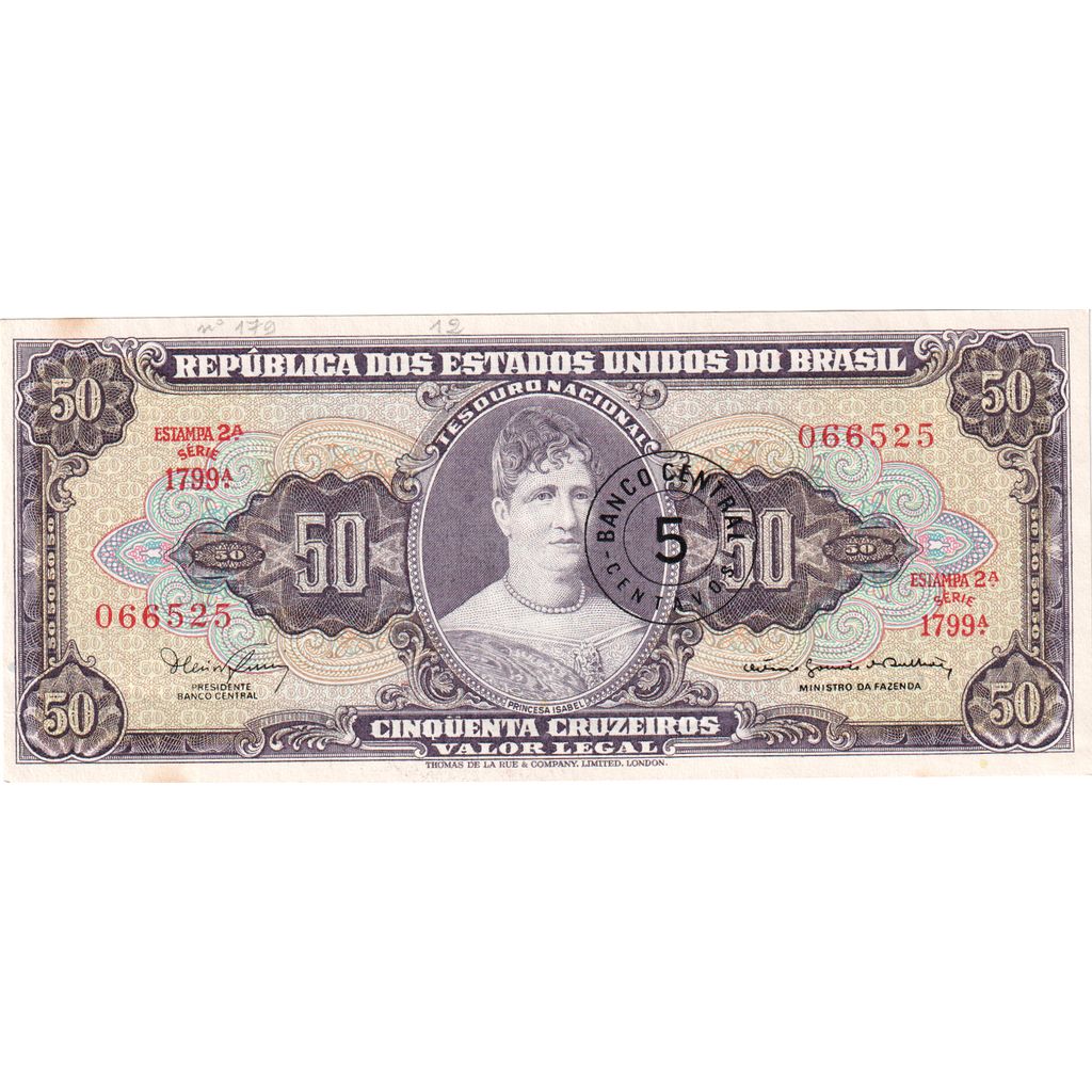Brazylia,
5 Centavo na 50 Cruzeiros,
UNC(65-70)