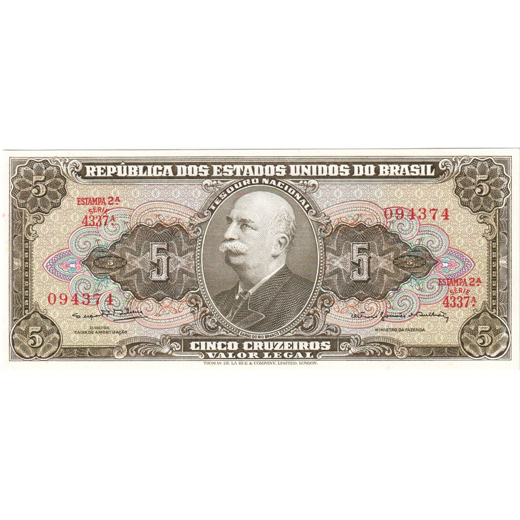 Brazylia,
5 Cruzeirów,
UNC(65-70)