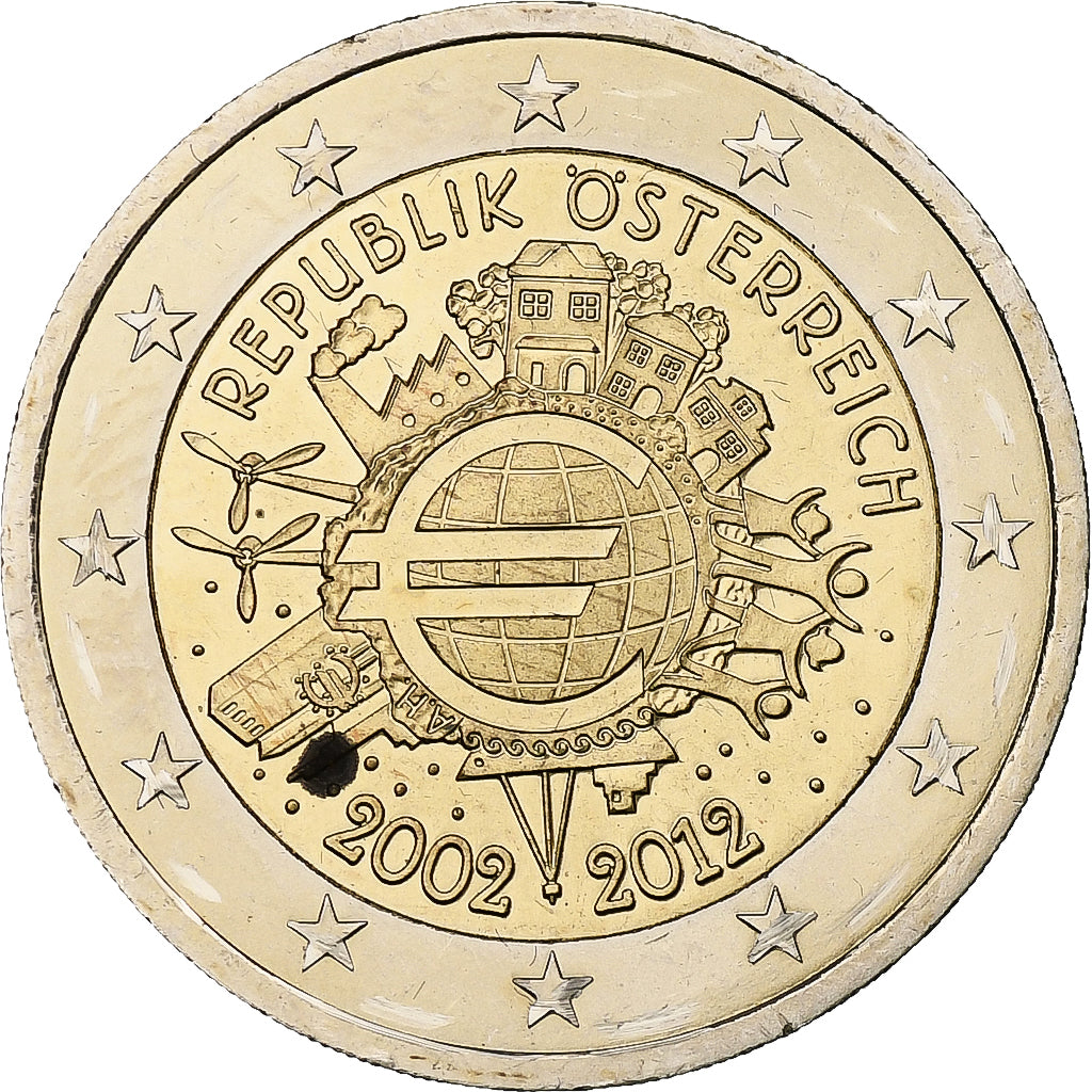 Österreich,
2 euro,
Einführung in den Euro