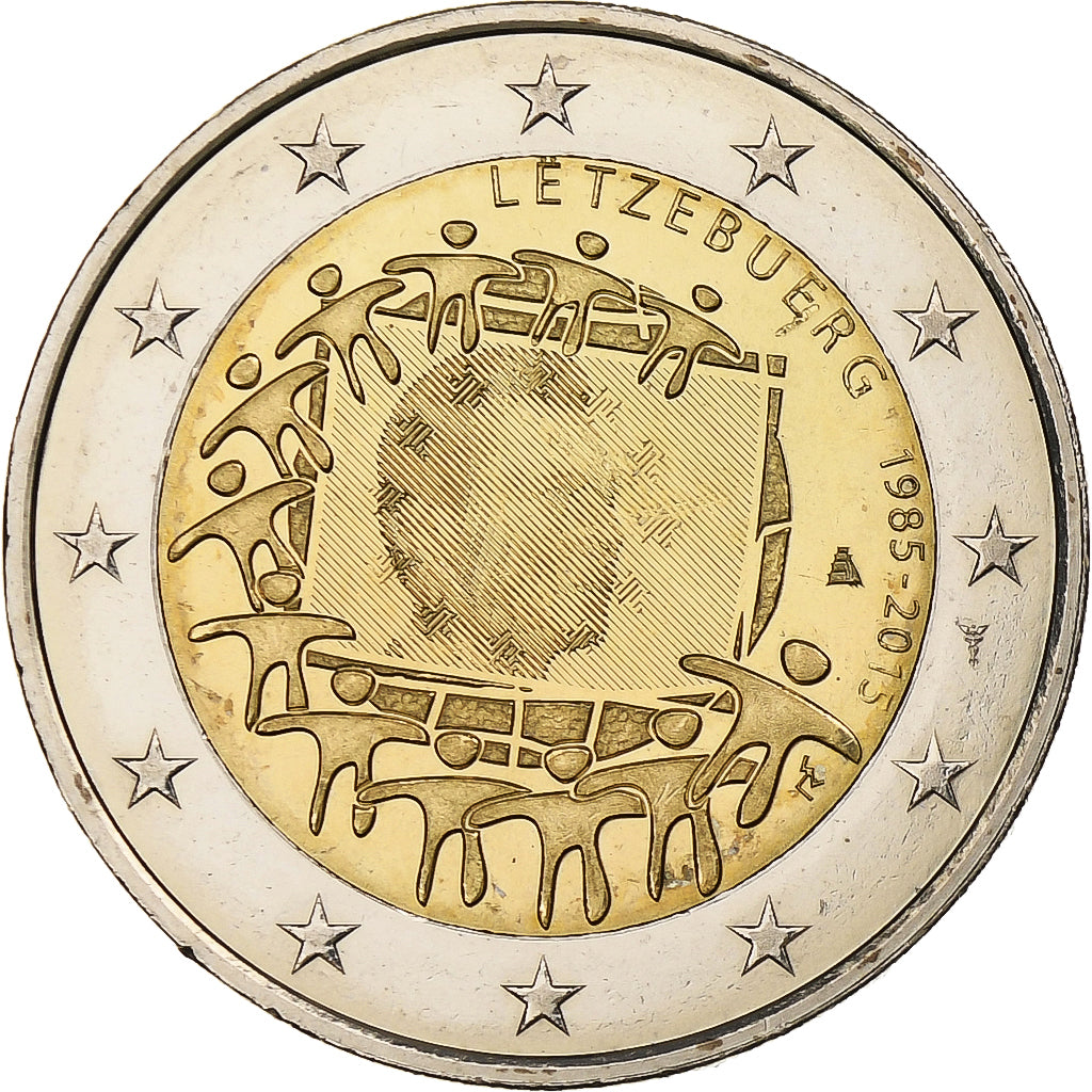 Luksemburg,
2 euro,
30 Jahre vor dem Drapeau de l'UE