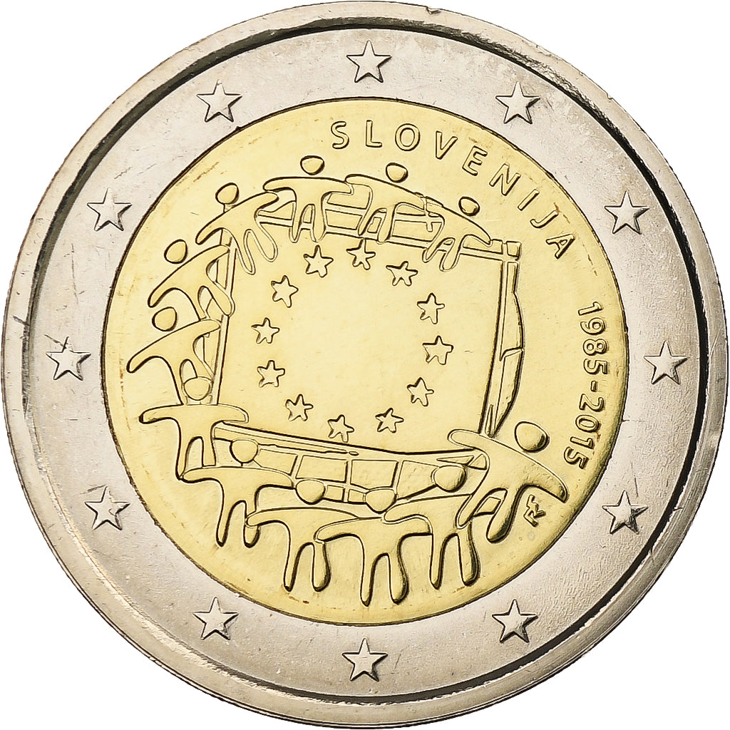 Słowenia,
2 euro,
30 Jahre vor dem Drapeau de l'UE