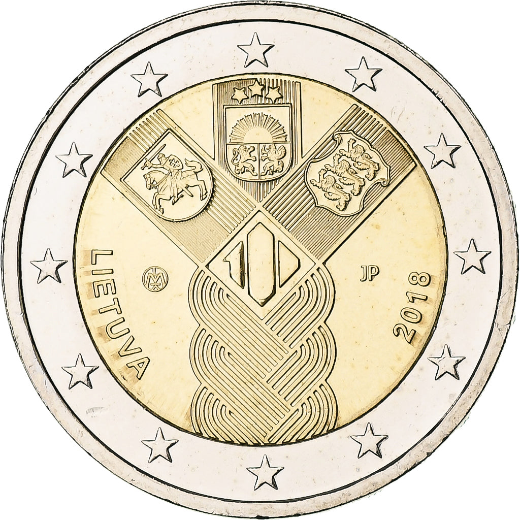 Litwa,
2 euro,
Unabhängige baltische Staaten