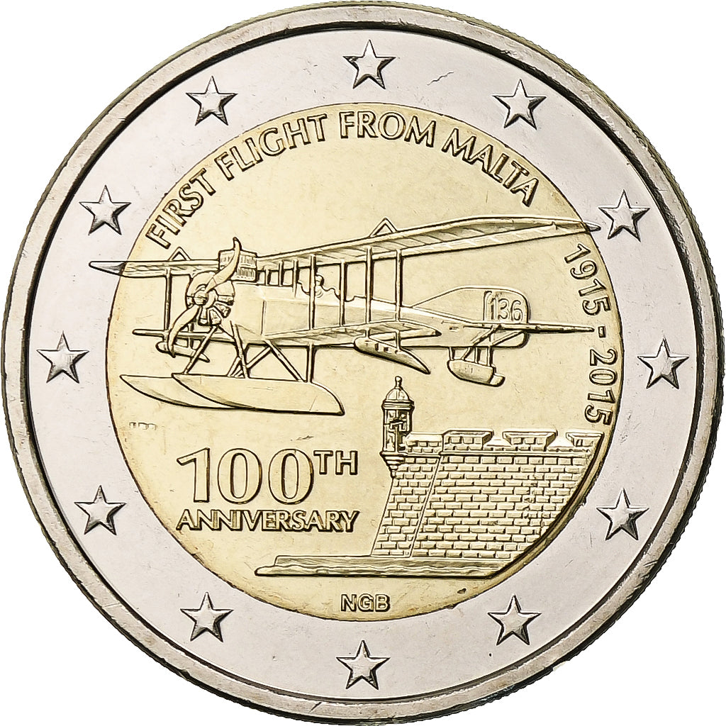 Malta,
2 euro,
Erstflugsammlung