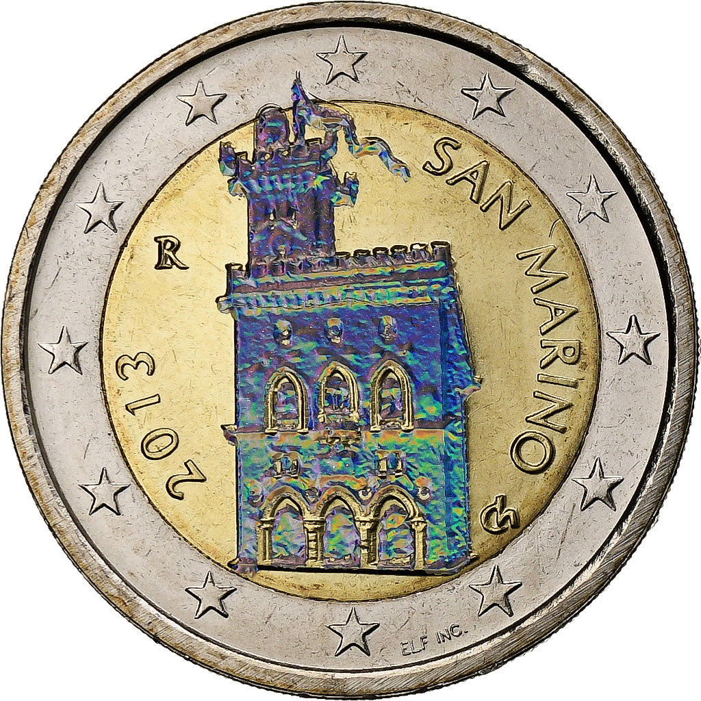 San Marino,
2 euro,
Irisierend