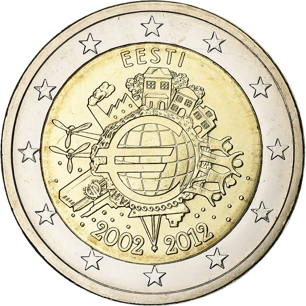Estland,
2 euro,
10 Jahre Euro-Bargeld