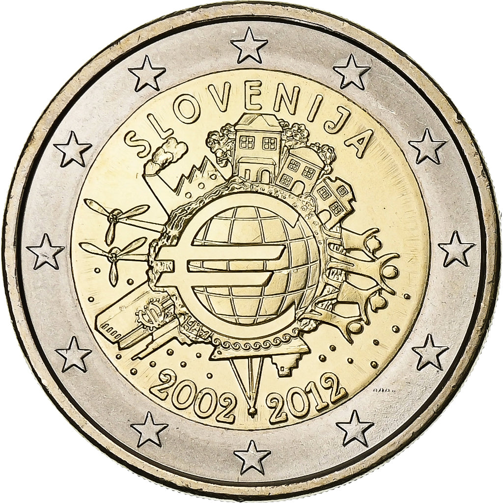 Słowenia,
2 euro,
10 Jahre Euro-Bargeld