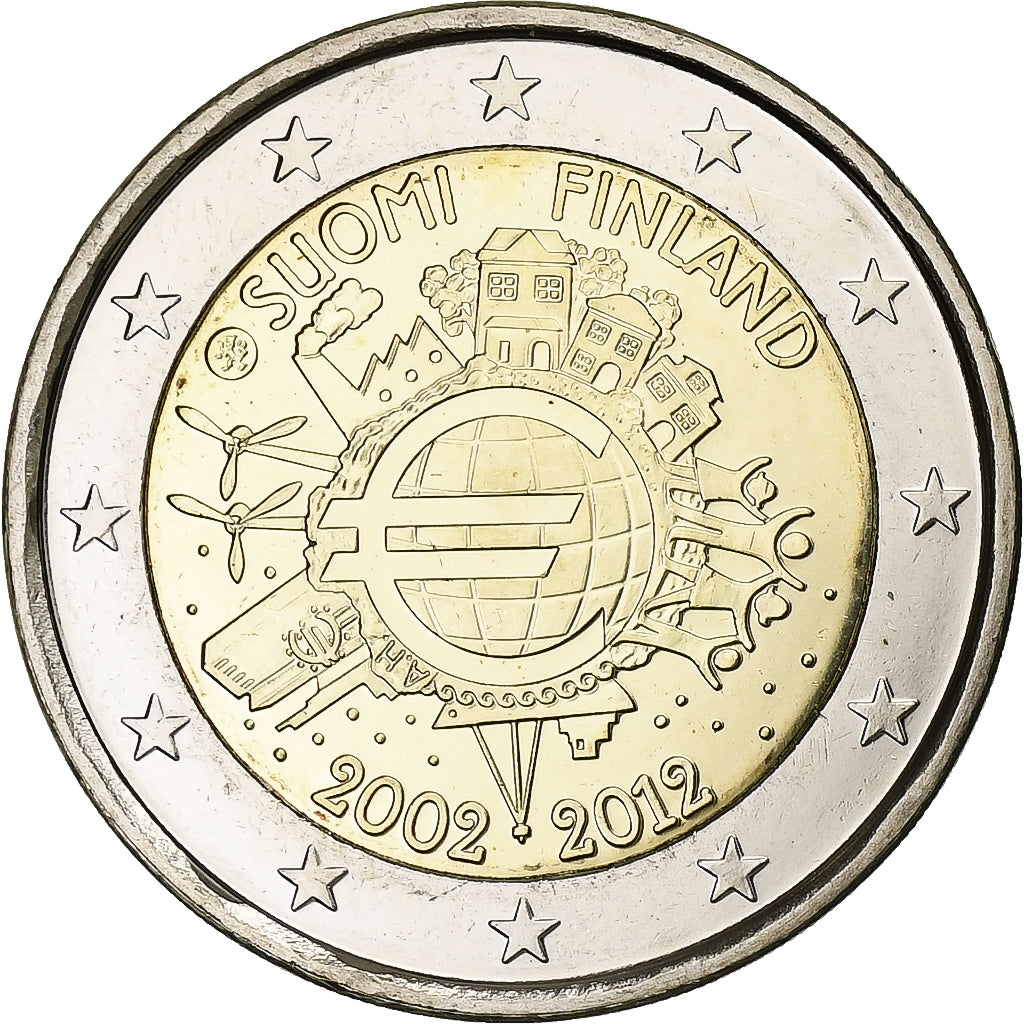 Finlandia,
2 euro,
10 Jahre Euro-Bargeld