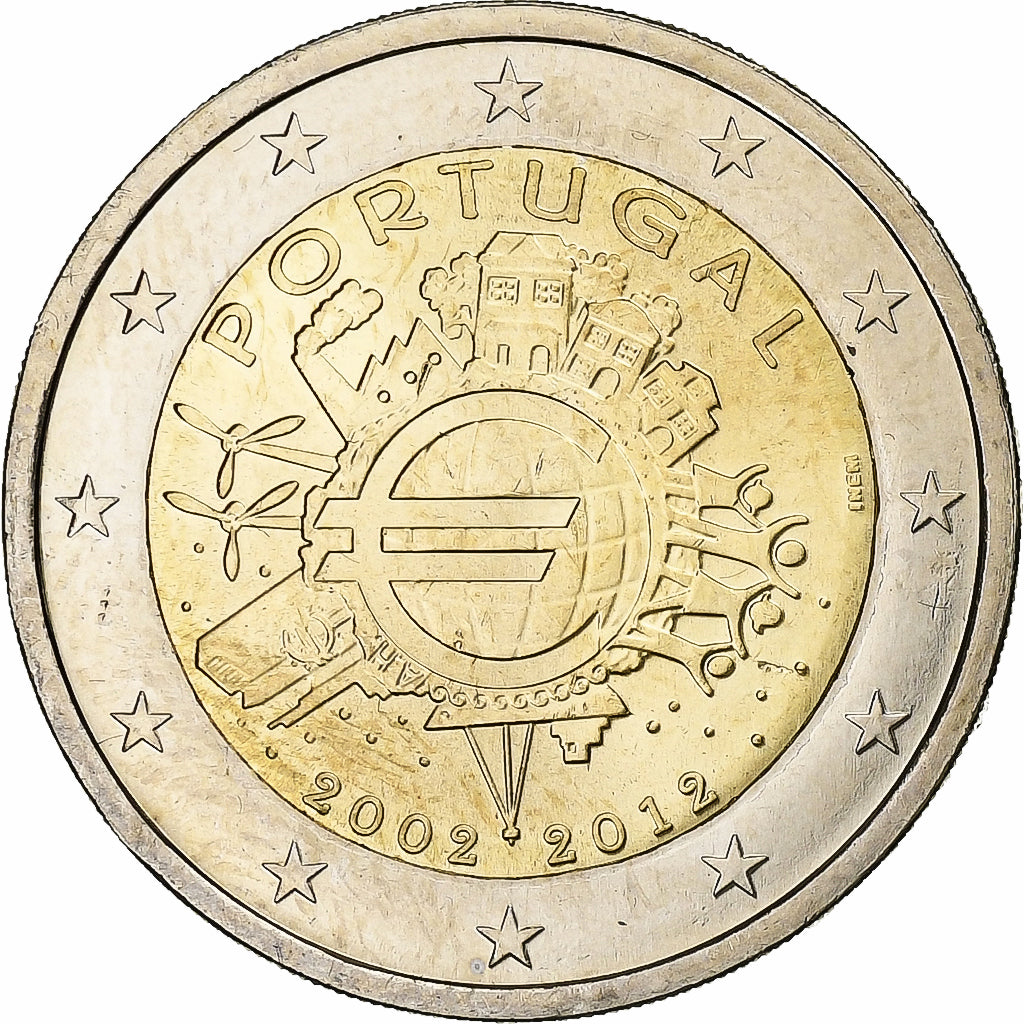 Portugalia,
2 euro,
10 Jahre Euro-Bargeld