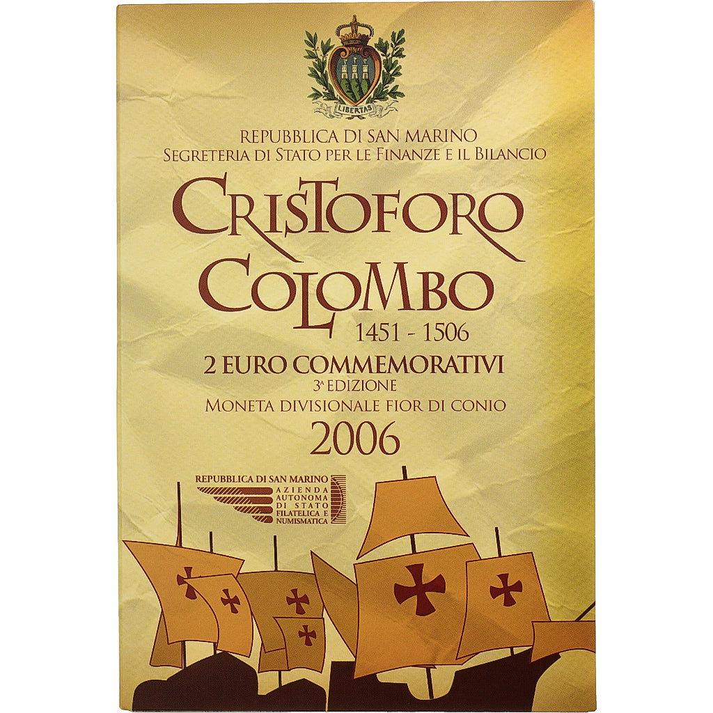 San Marino,
2 euro,
Cristoforo Colombo