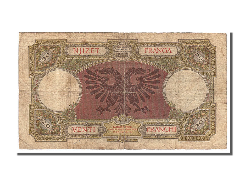 Banknot,
Albania,
20 Franga