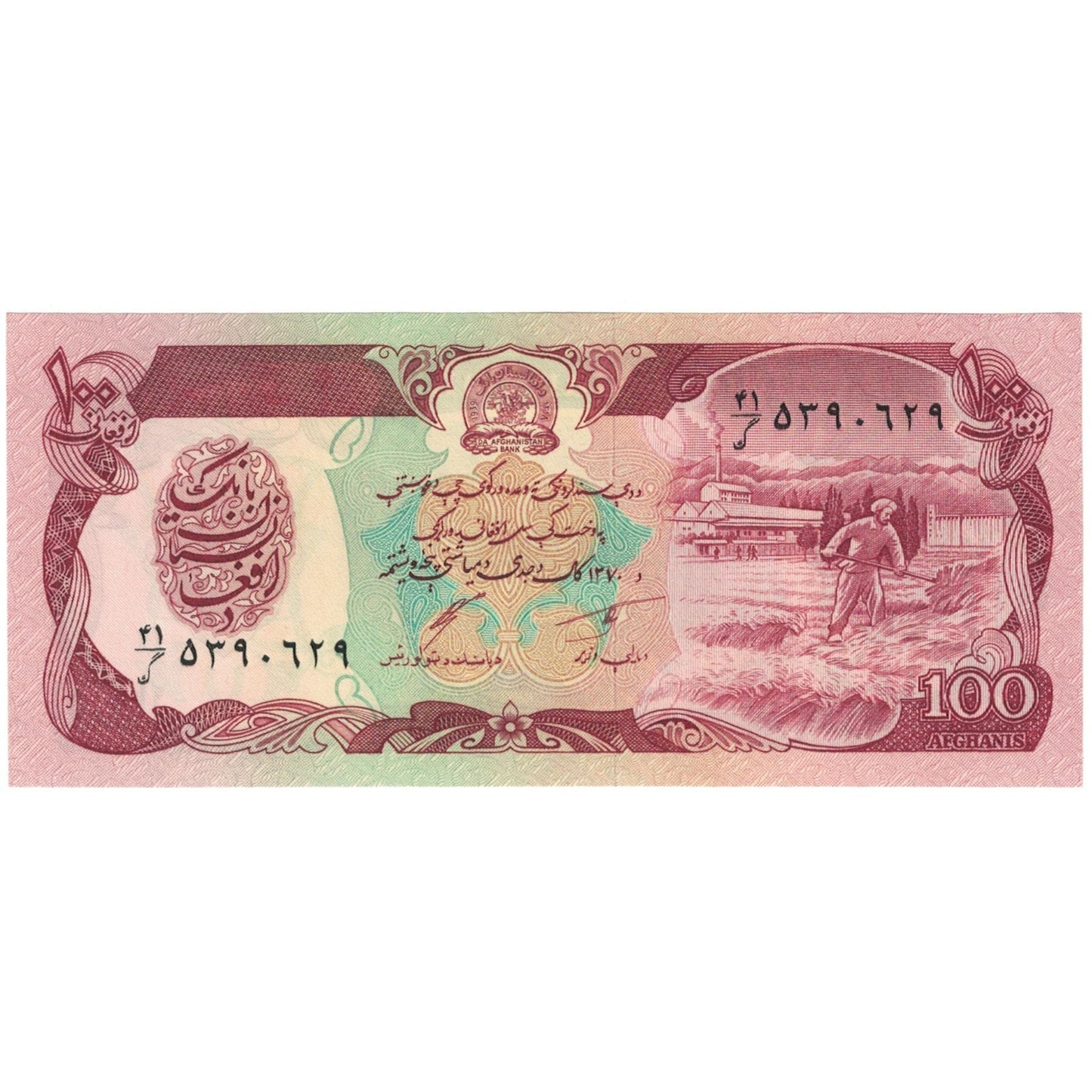 Banknot,
Afganistan,
100 Afgańczyków