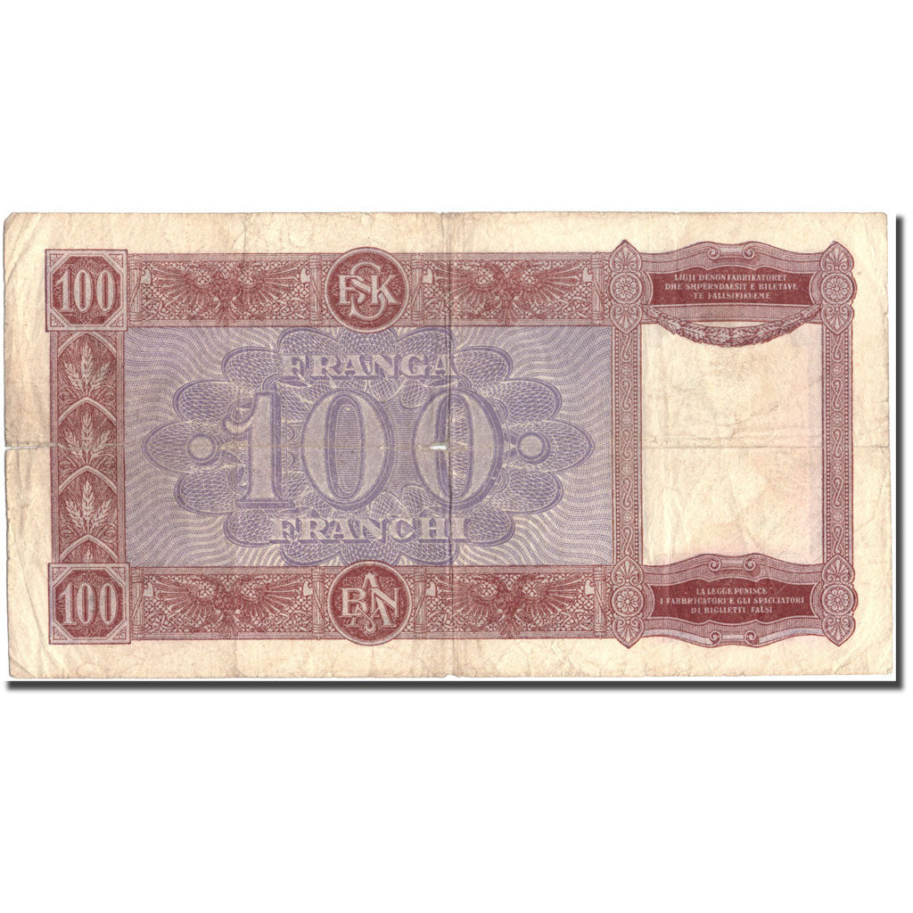 Banknot,
Albania,
100 Frangi