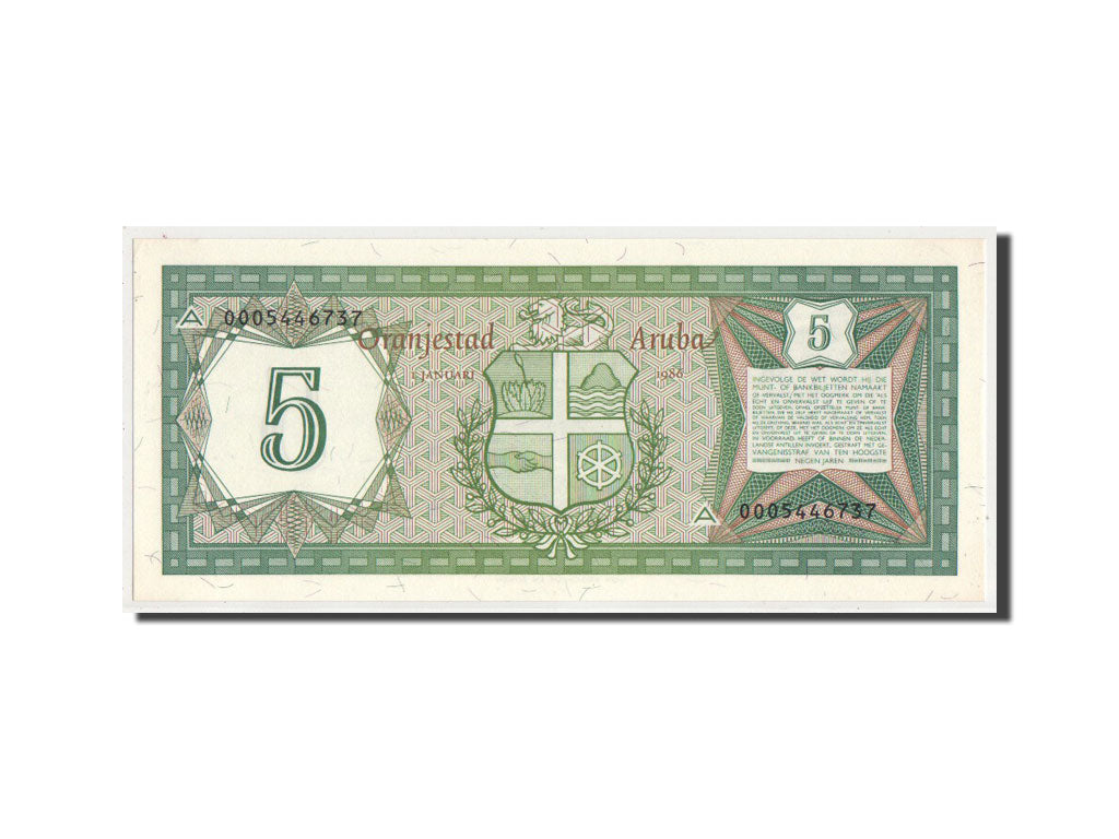 Banknot,
Aruba,
5 Florinów