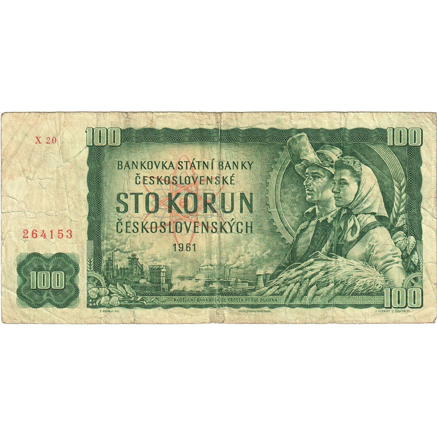 Banknot,
Czechosłowacja,
100 koron