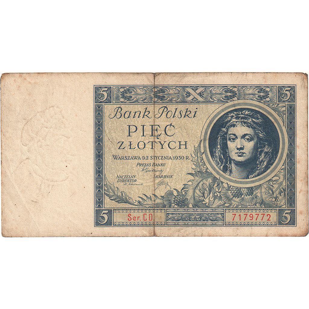Polska,
5 złotych,
1930