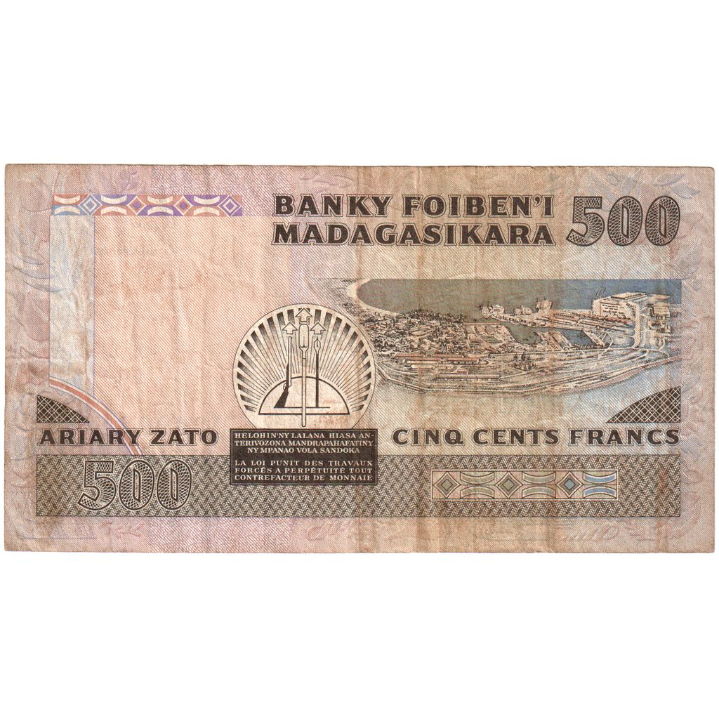 Madagaskar,
500 franków = 100 ariarów,
VF(30-35)