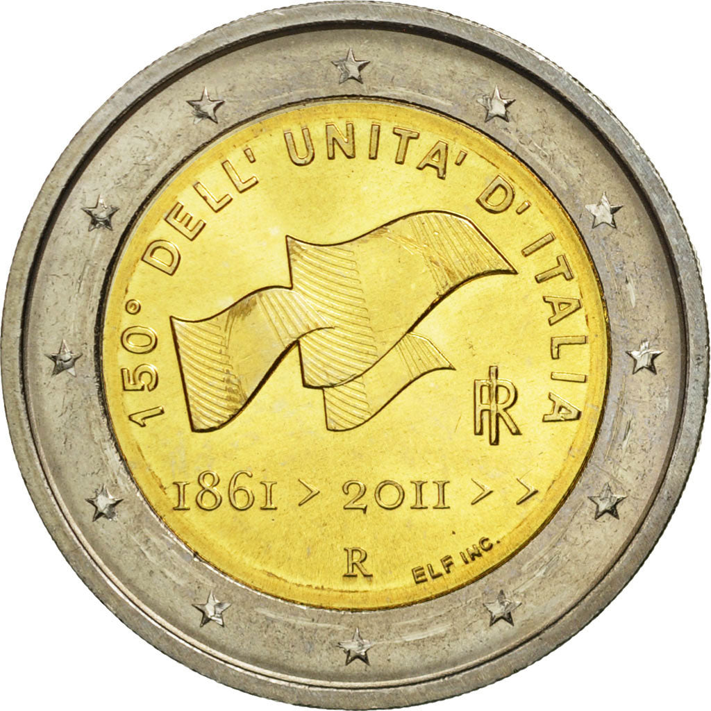 włoski,
2 euro,
150 w Unita Italia
