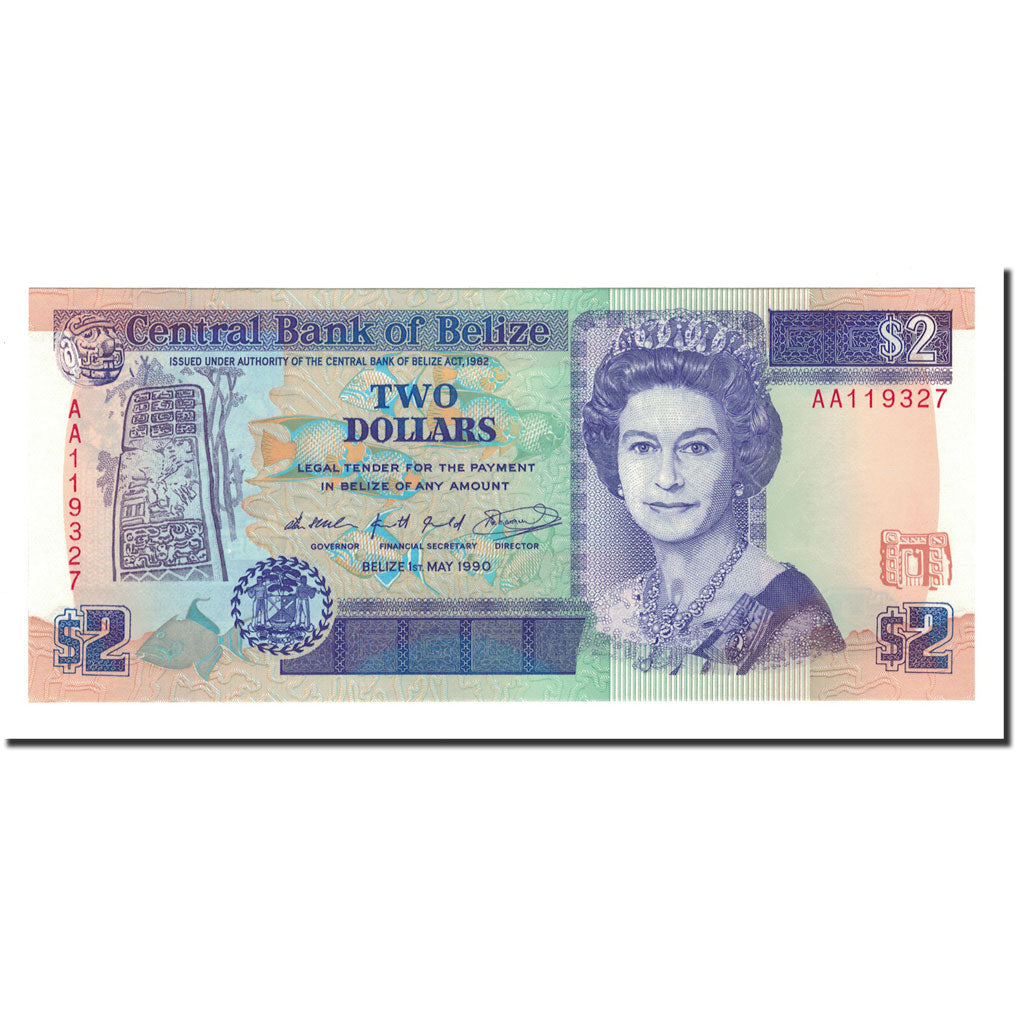 Banknot,
Belize,
2 dolary
