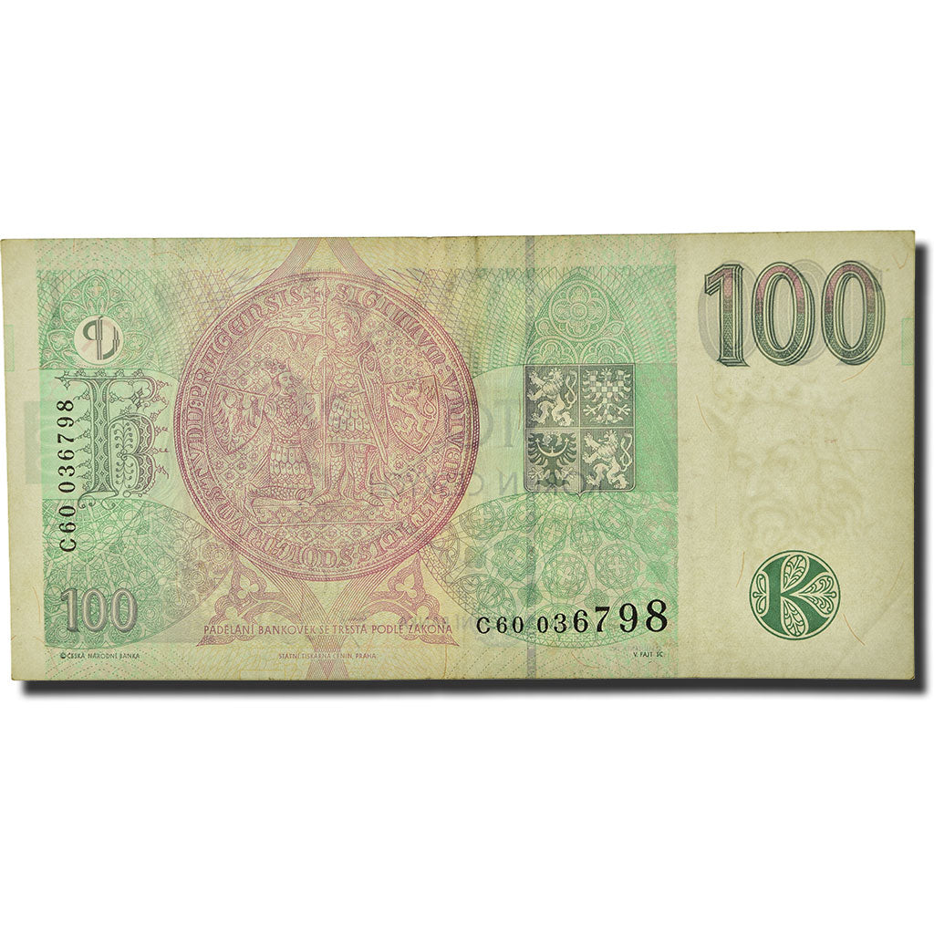 Banknot,
Czechy,
100 koron