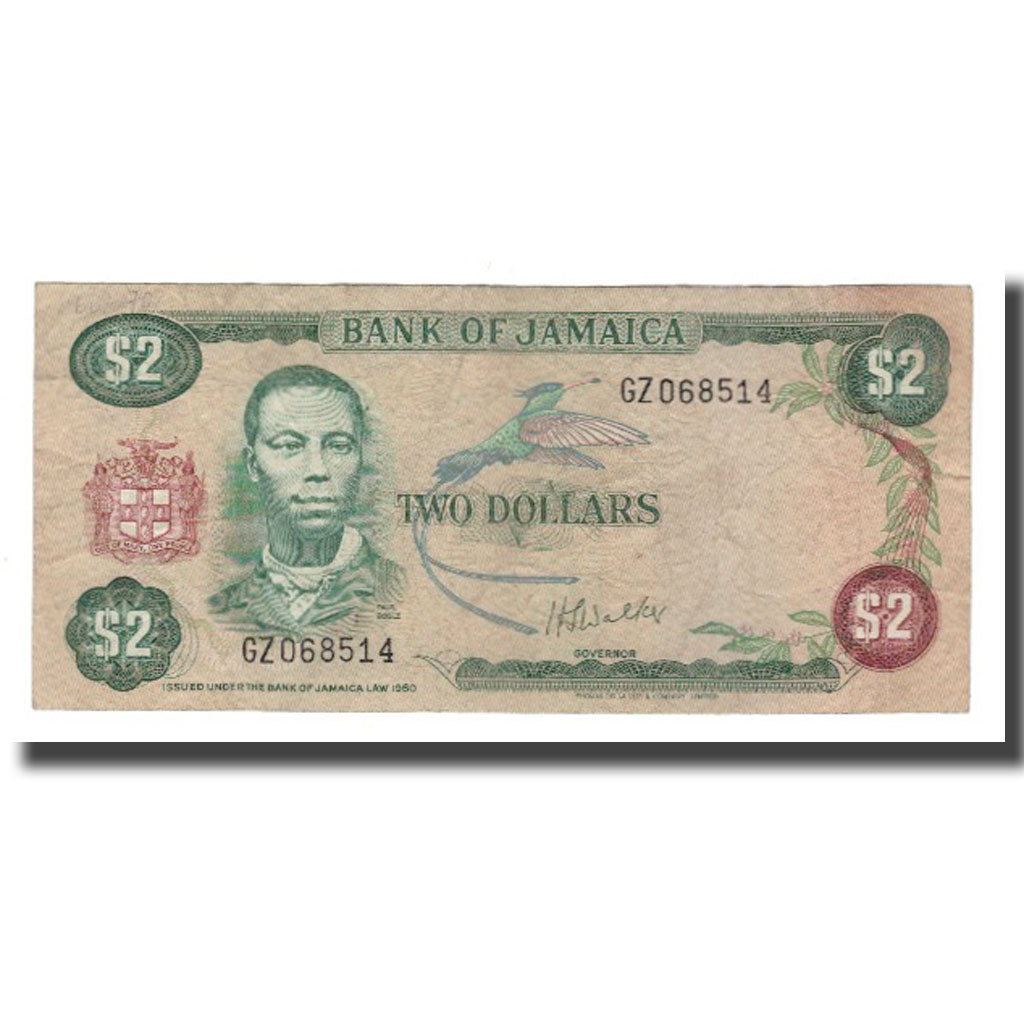 Banknot,
Jamajka,
2 dolary