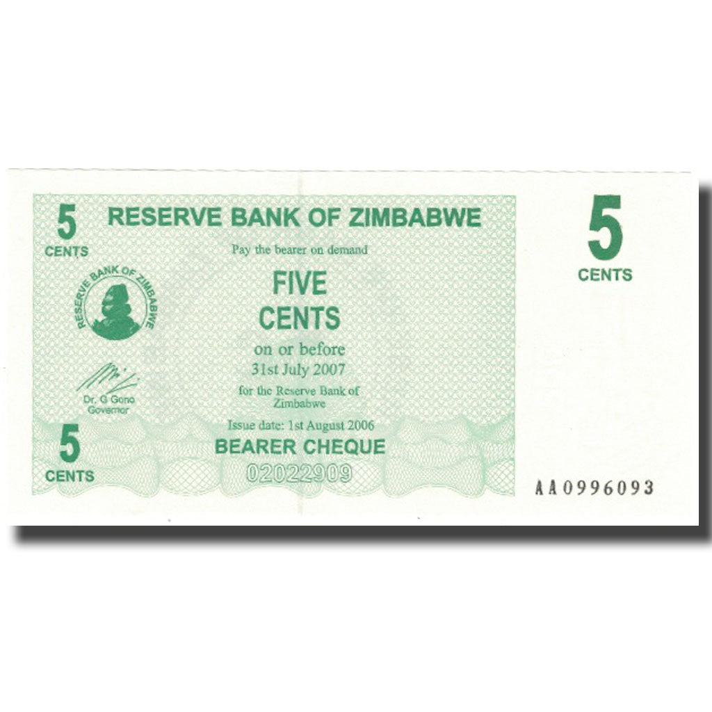 Banknot,
Zimbabwe,
5 centów