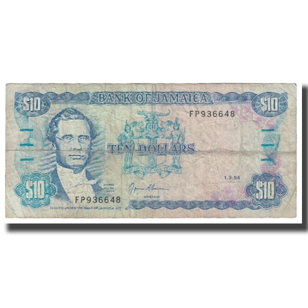 Banknot,
Jamajka,
10 dolarów