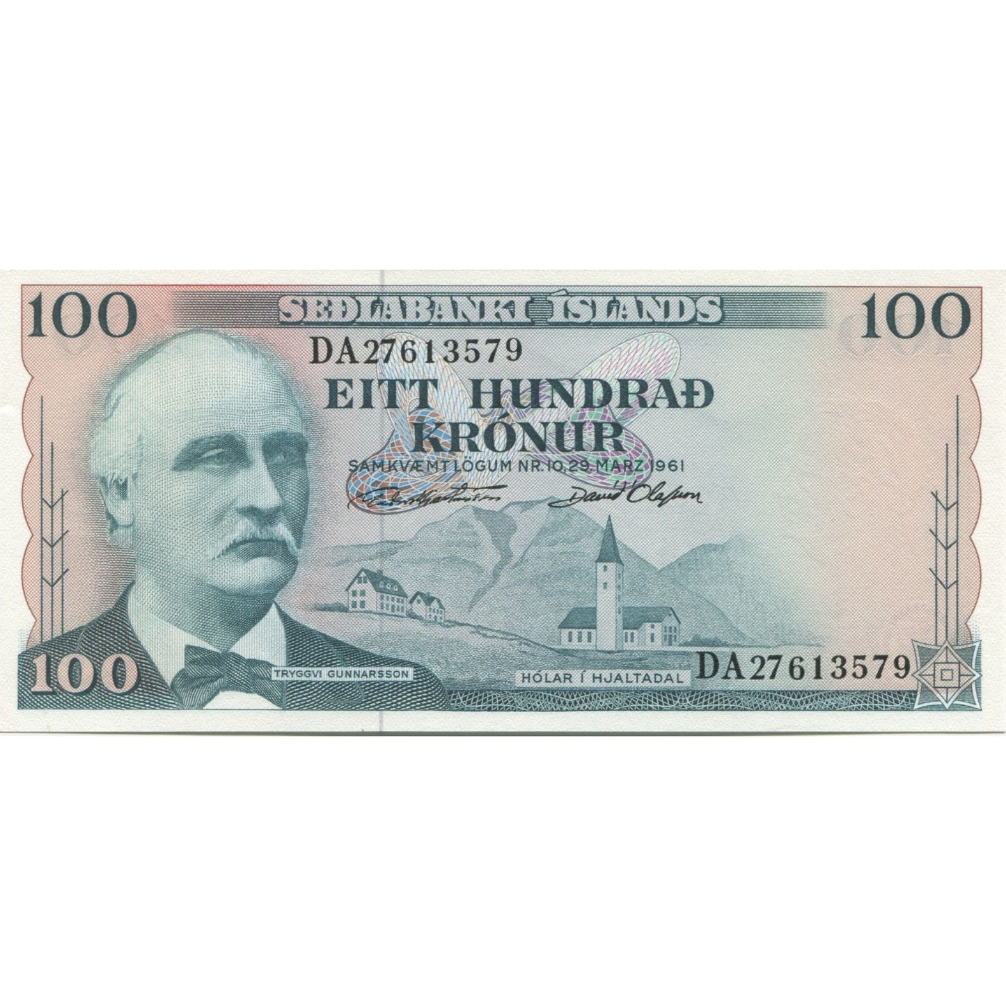 Banknot,
Islandia,
100 koron