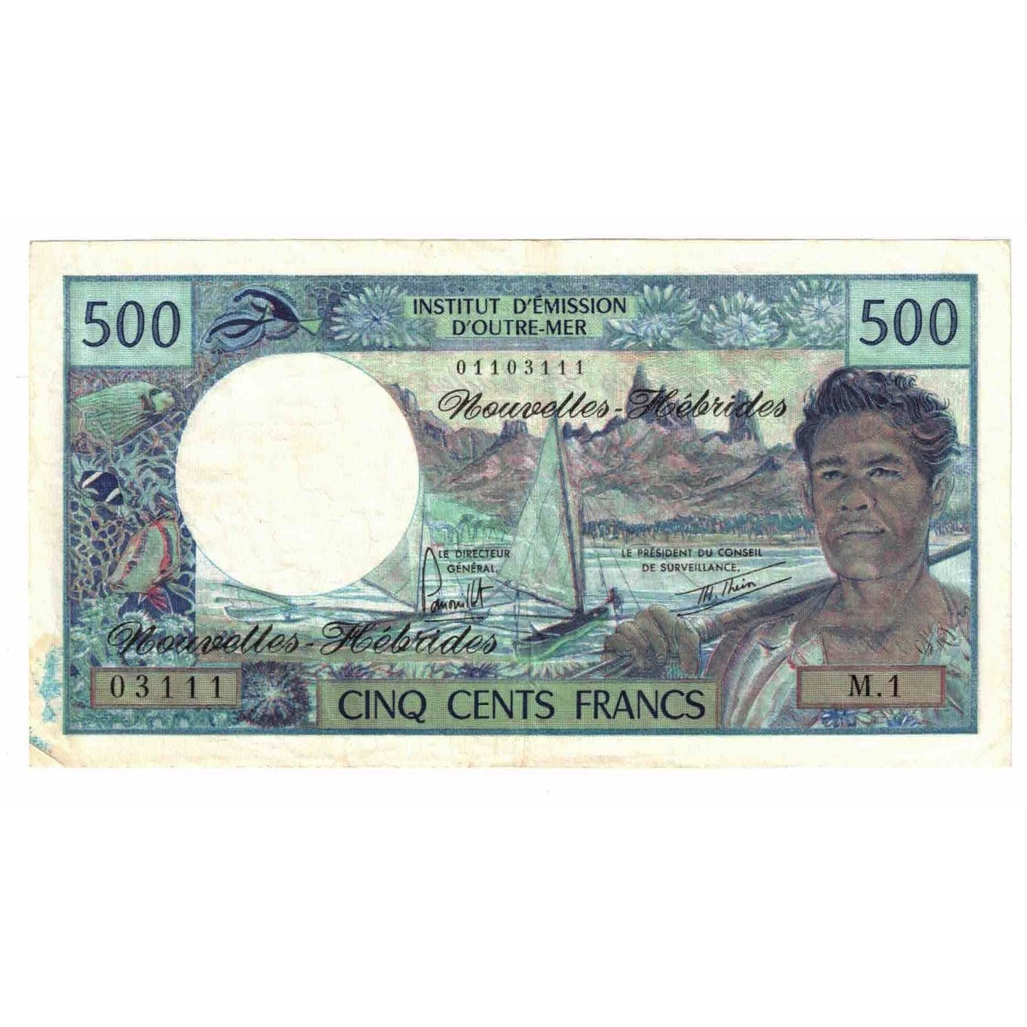 Banknot,
Nowe Hebrydy,
500 franków